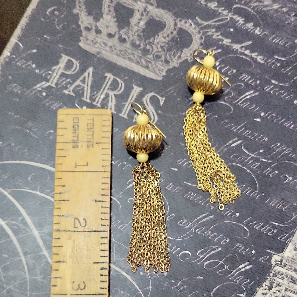 Elegant Gold Tassel Earrings